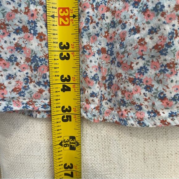 Gap Sleeveless Smocked Tie Neck Mini Dress Blue Ditsy Floral - Picture 11 of 11